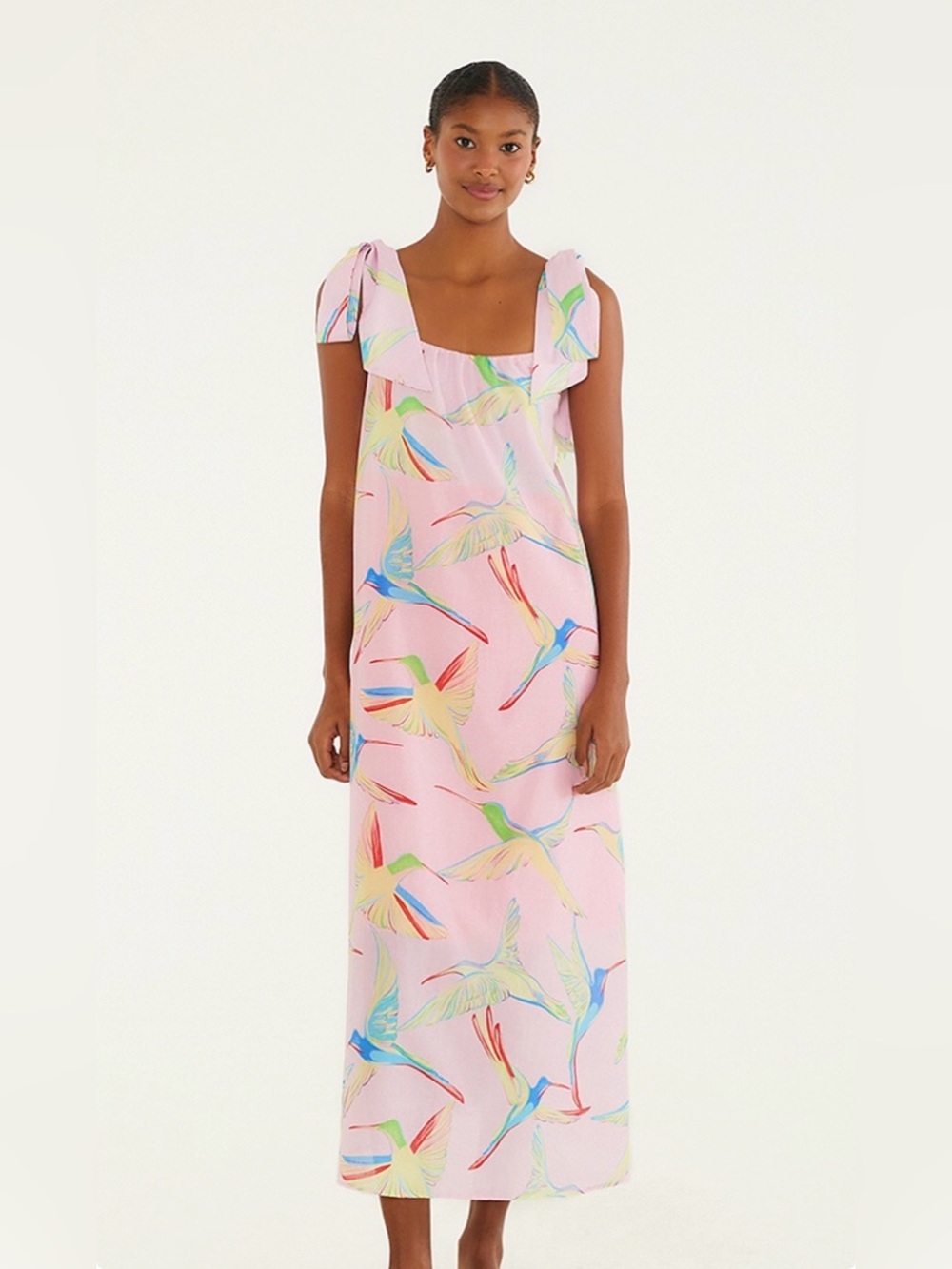 FARM Rio Pink Hummingbird Print Maxi Dress